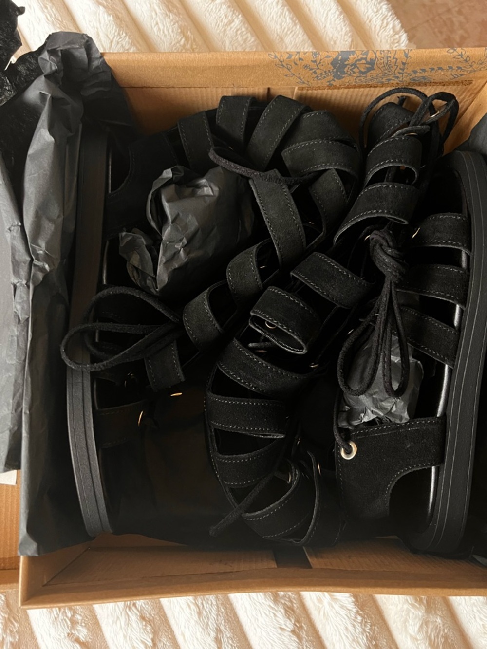 Free People SunChaser Black Lace-Up Gladiator Knee-High Sandals - Picture 8 of 9